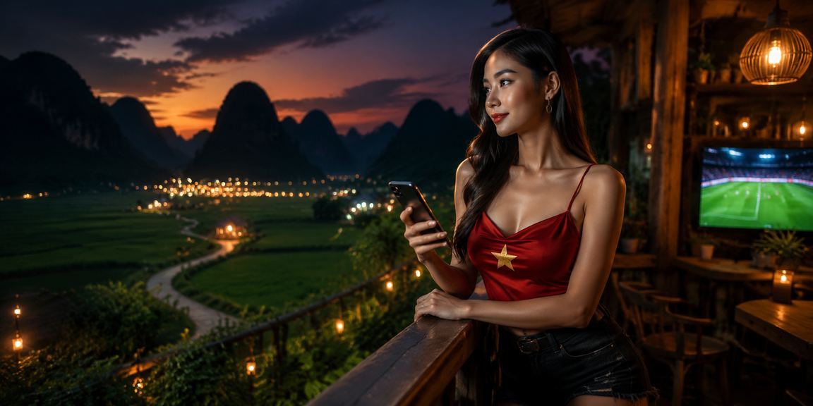 Người dùng tại Ninh Bình nhâm nhi cà phê và theo dõi kết quả cá cược bóng đá trên điện thoại